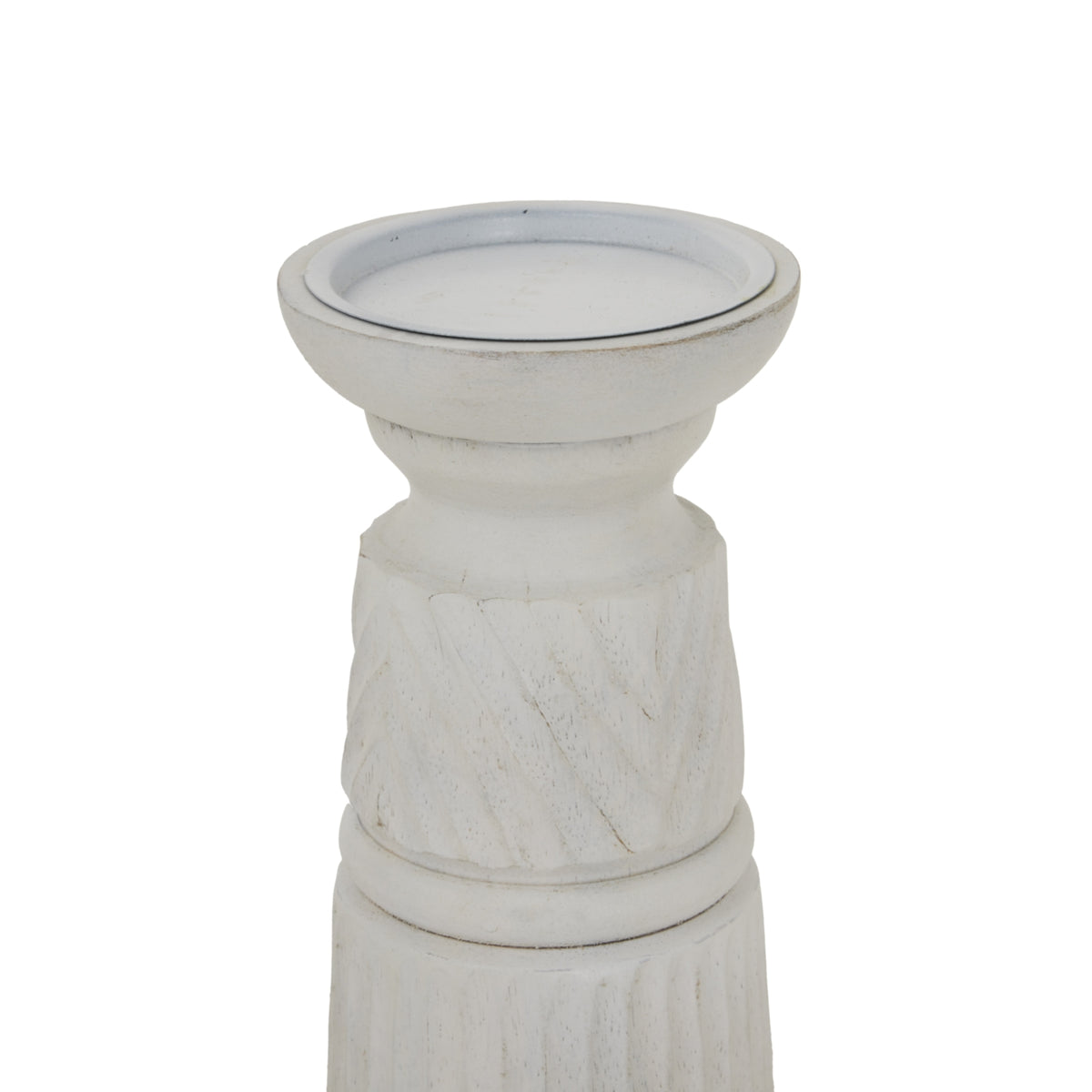 White Carved Candle Holder - White
