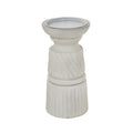 Large White Carved Candle Holder - White