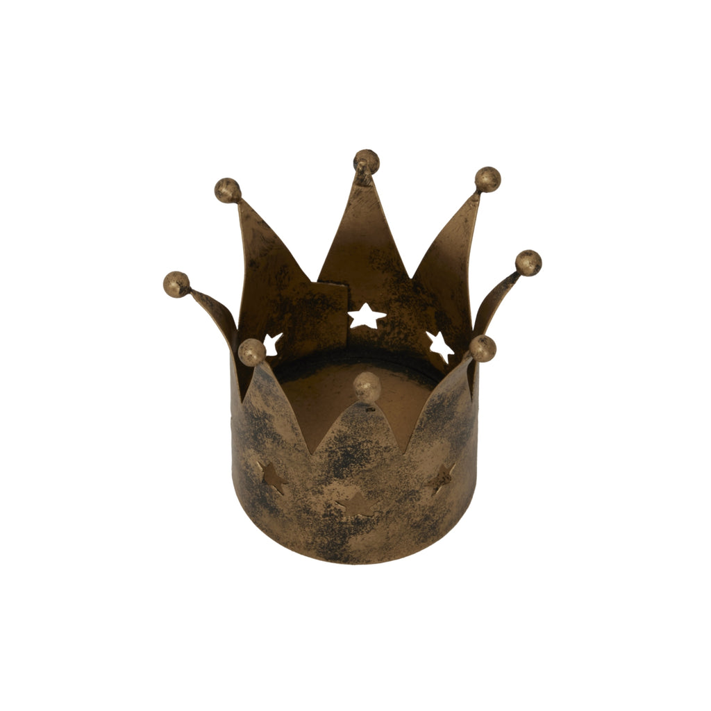 Antique Gold Crown Tealight Holder - Gold