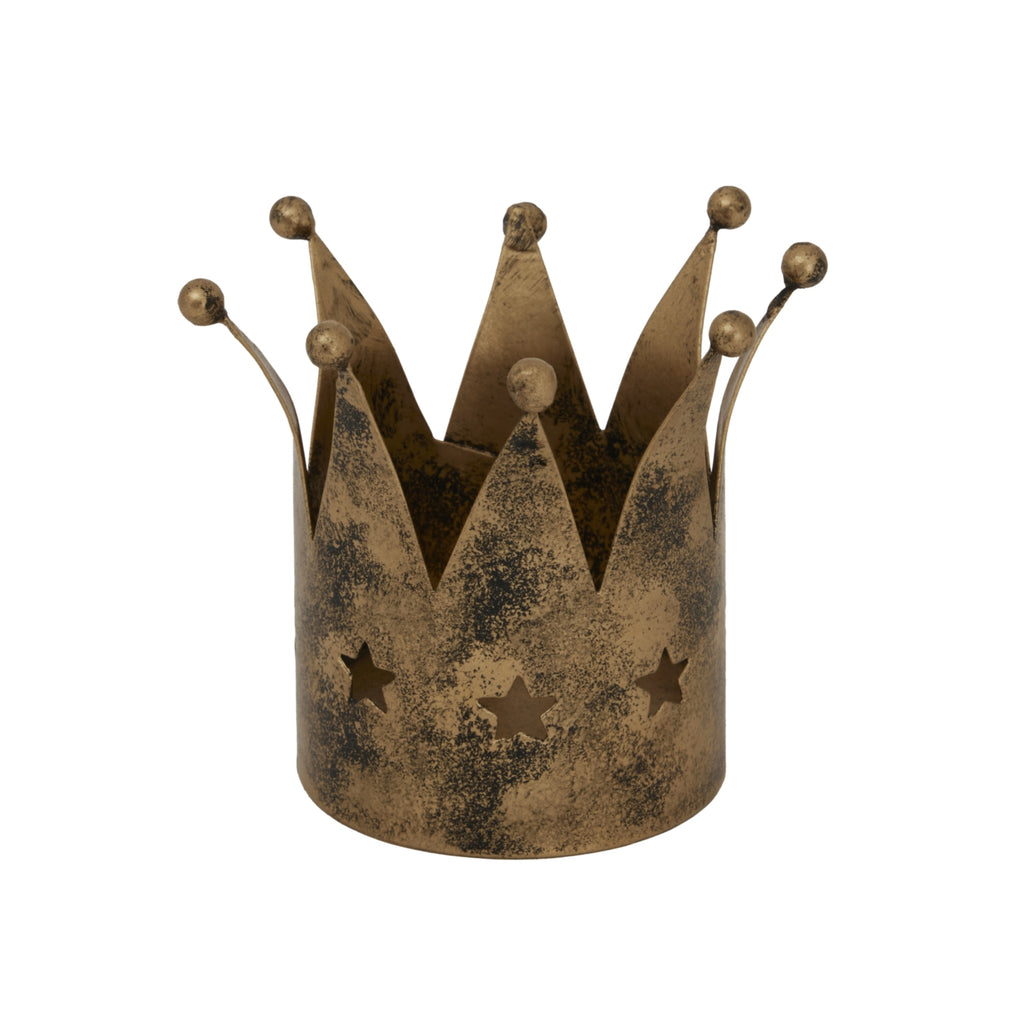Antique Gold Crown Tealight Holder - Gold