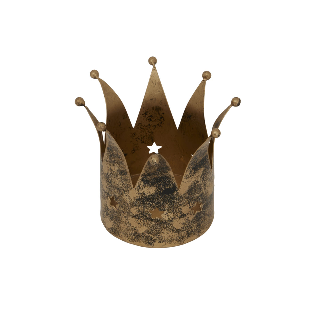 Antique Gold Crown Candle Holder - Gold