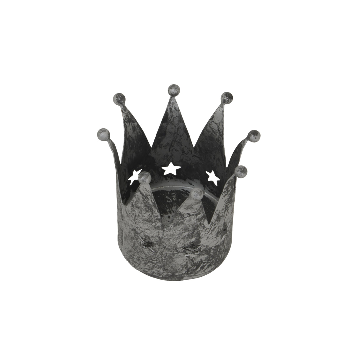 Antique Silver Crown Tealight Holder - Silver