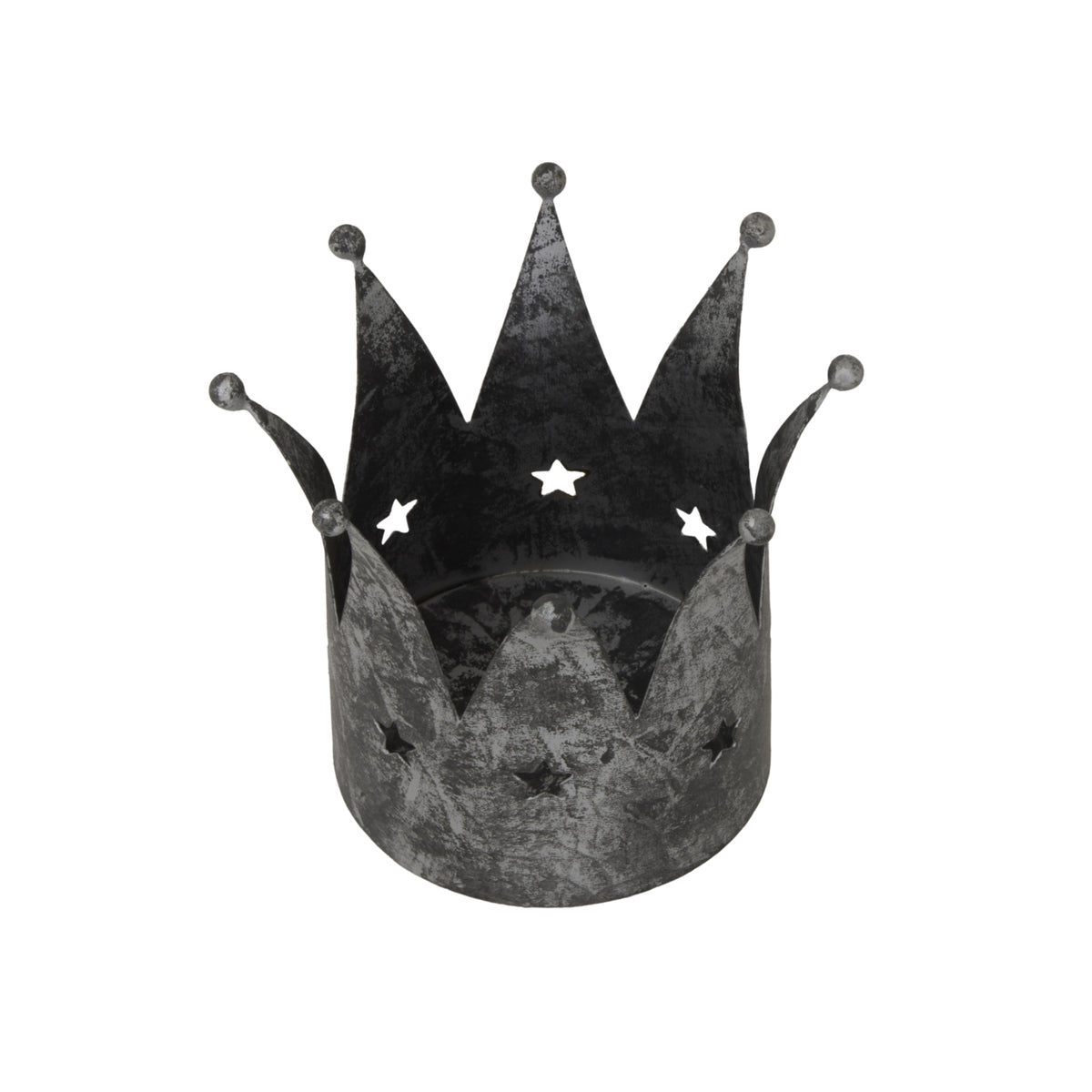 Antique Silver Crown Candle Holder - Silver