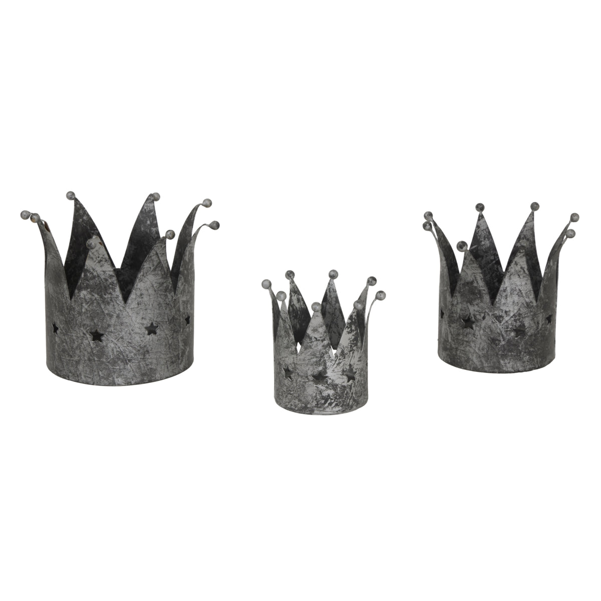 Antique Silver Crown Candle Holder - Silver