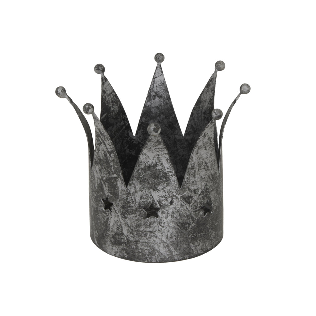 Antique Silver Crown Candle Holder - Silver