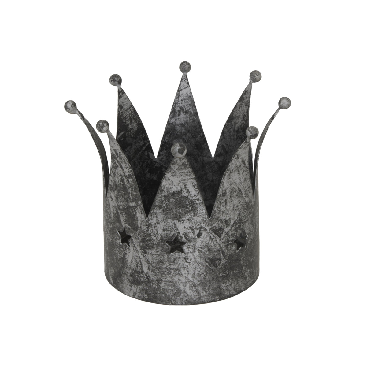 Antique Silver Crown Candle Holder - Silver