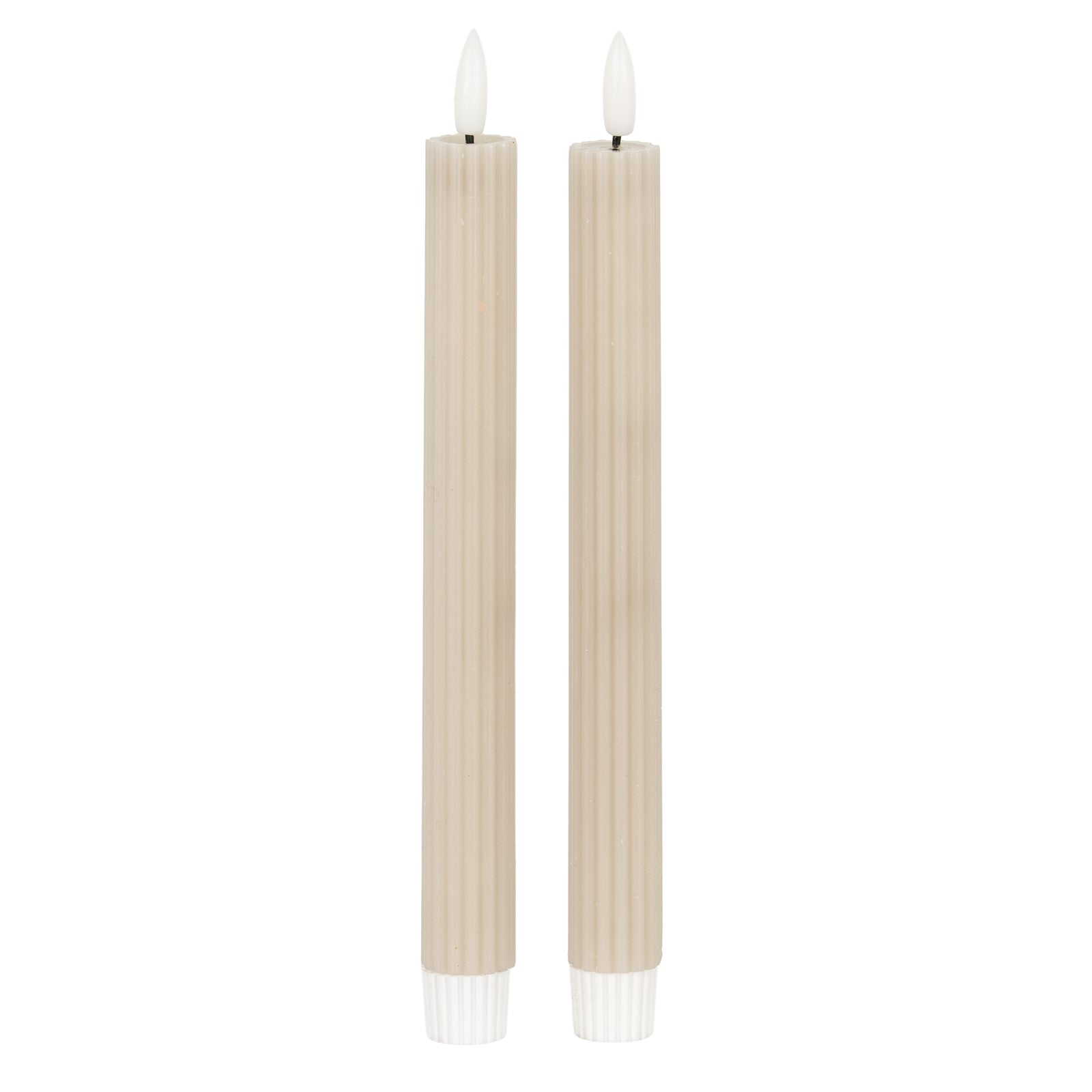 Luxe Collection Natural Glow Taupe Ribbed Taper Candles