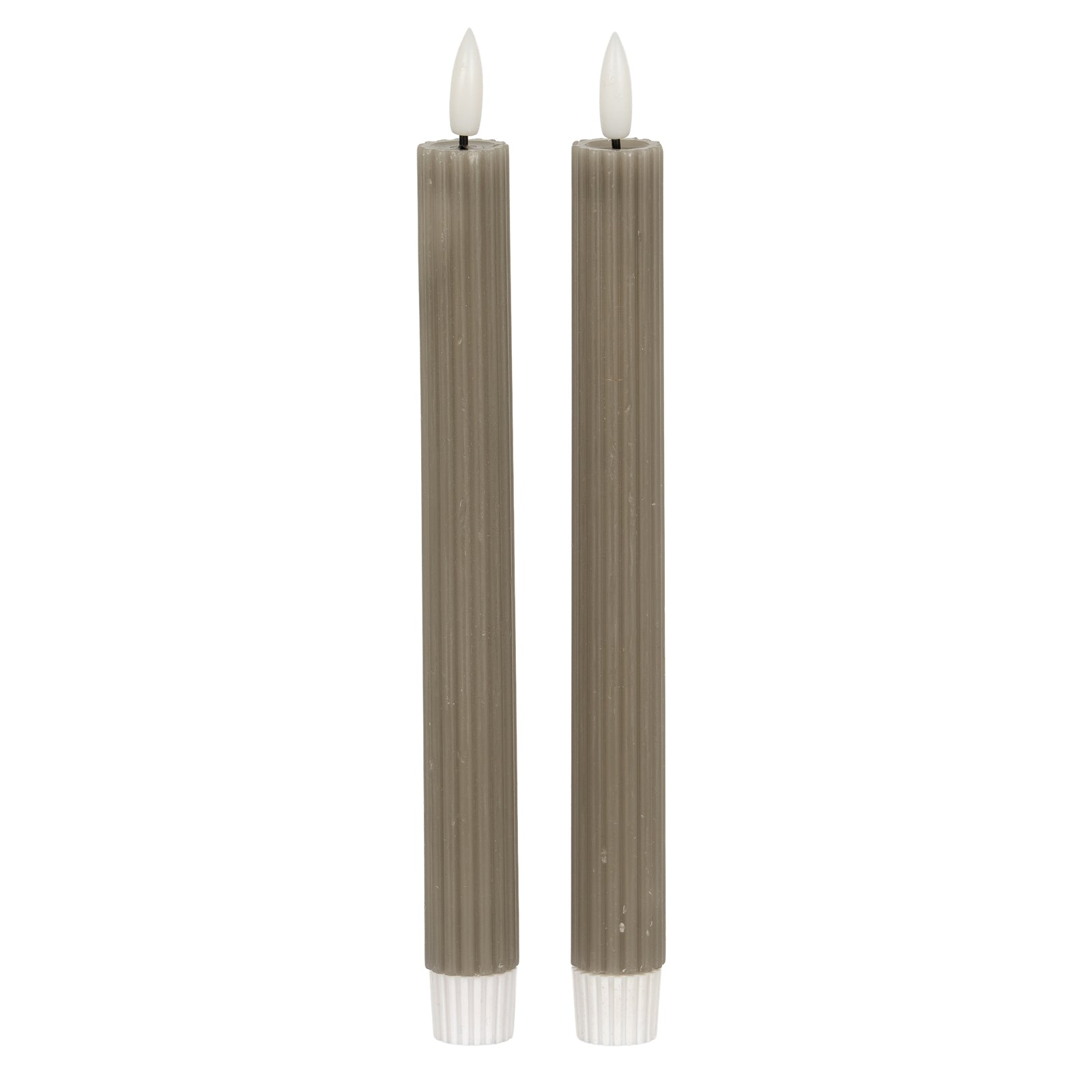 Luxe Collection Natural Glow Grey Ribbed Taper Candles