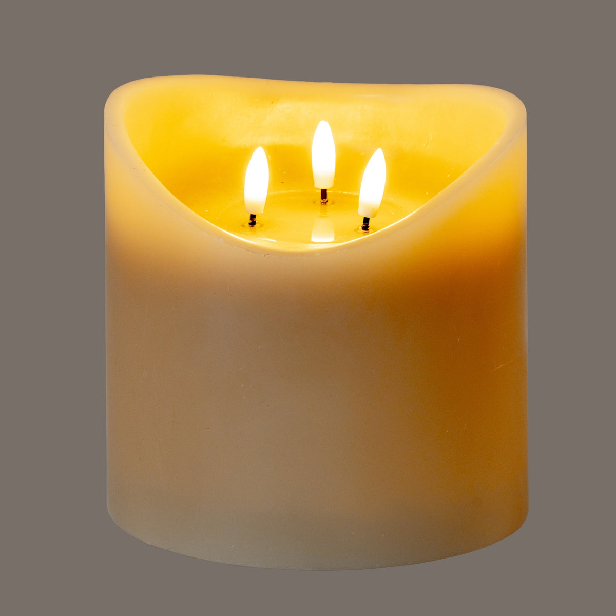 Luxe Collection Natural Glow 6X6 Taupe Melted Led Candle