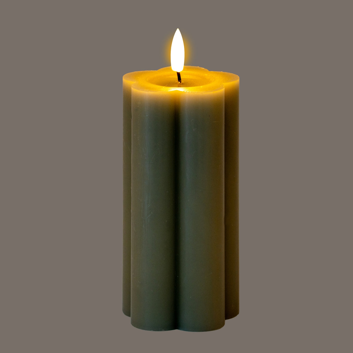 Luxe Collection Natural Glow 2.75X6 Grey Pillar Led Candle
