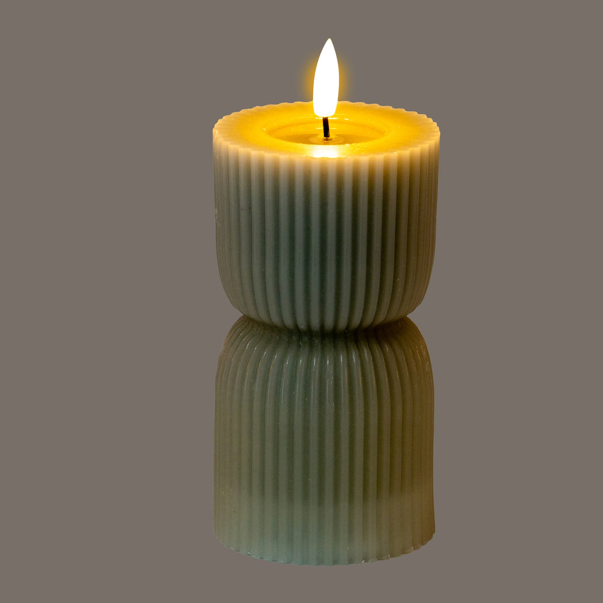 Luxe Collection Natural Glow 2.75X6 Grey Carved Led Candle