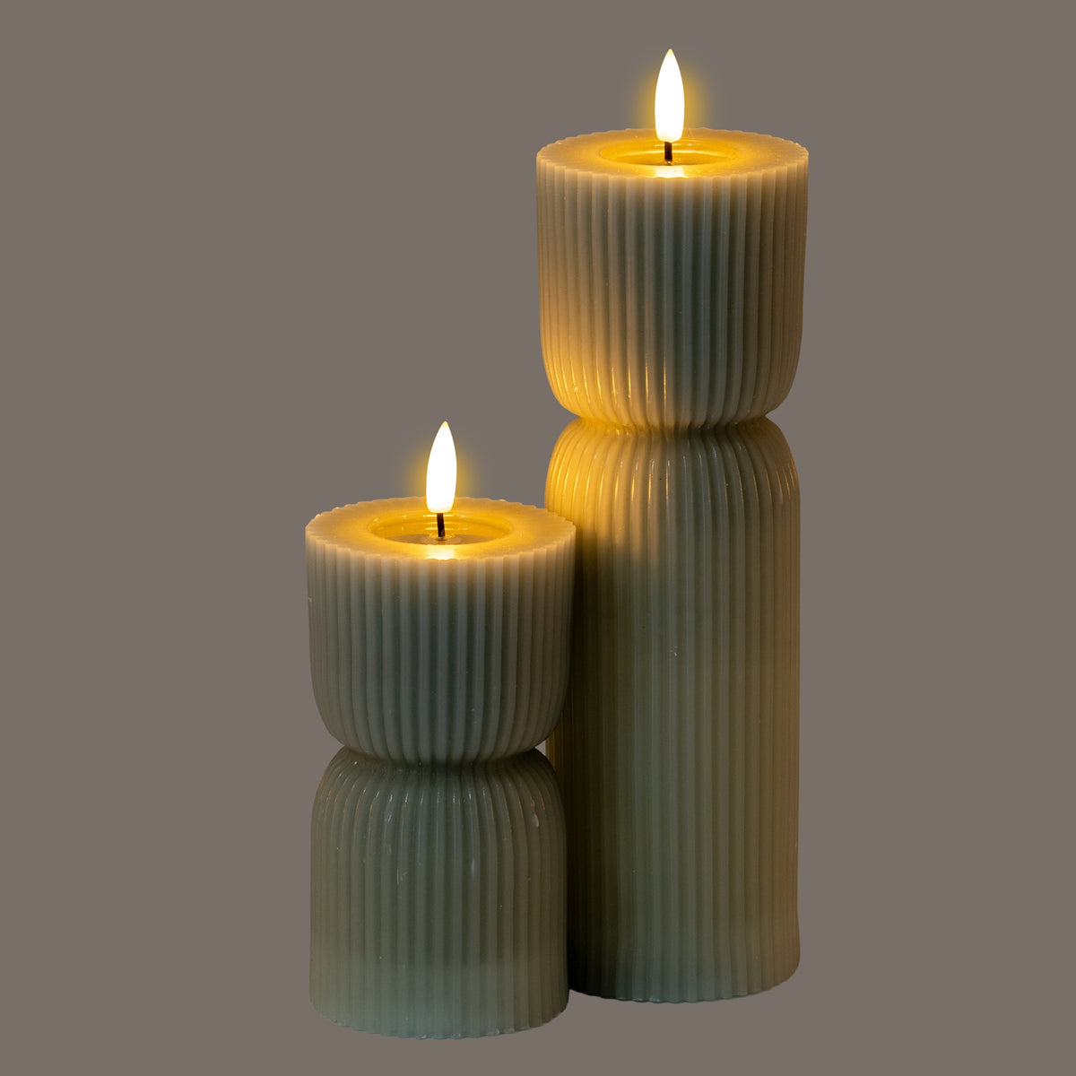 Luxe Collection Natural Glow 2.75X6 Grey Carved Led Candle