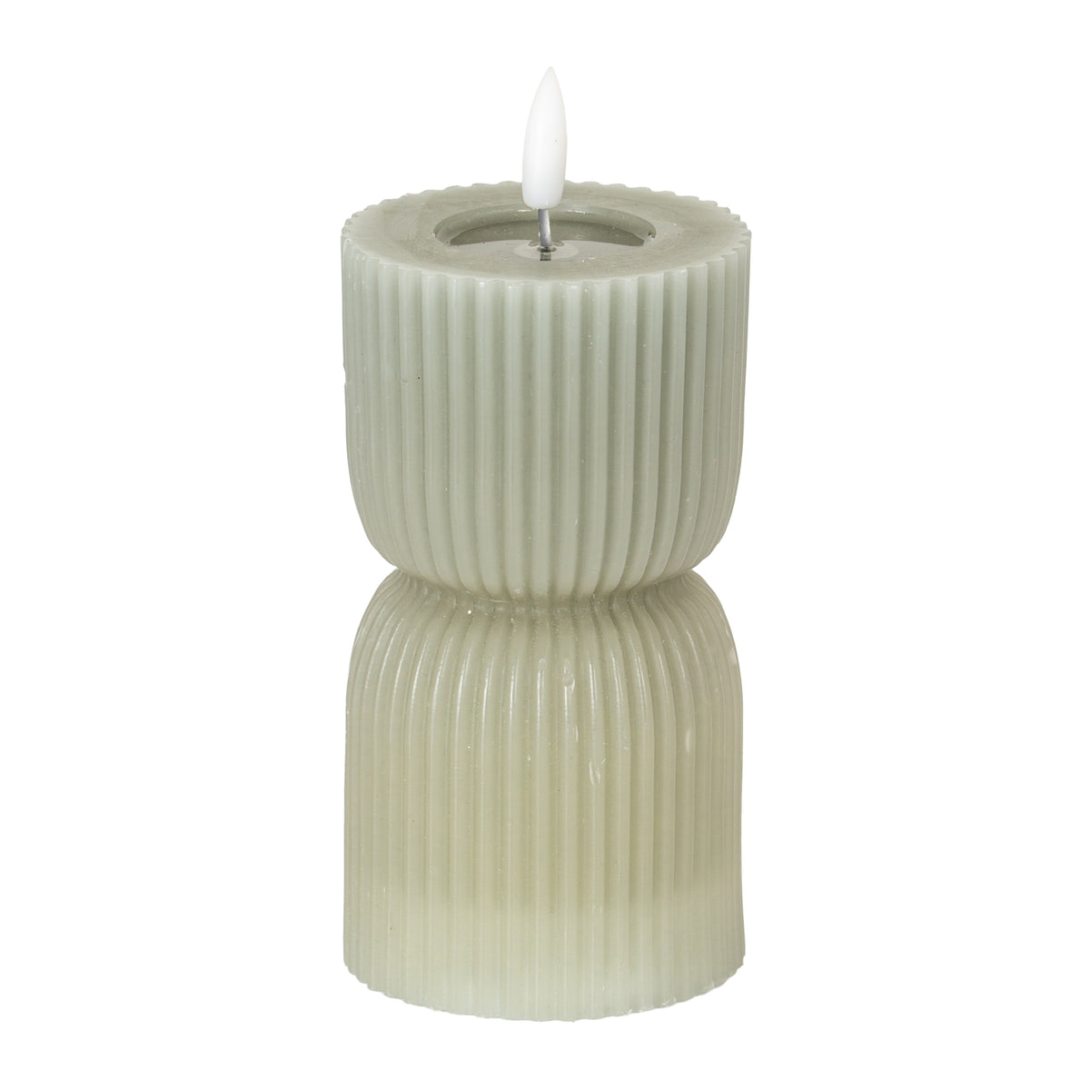 Luxe Collection Natural Glow 2.75X6 Grey Carved Led Candle