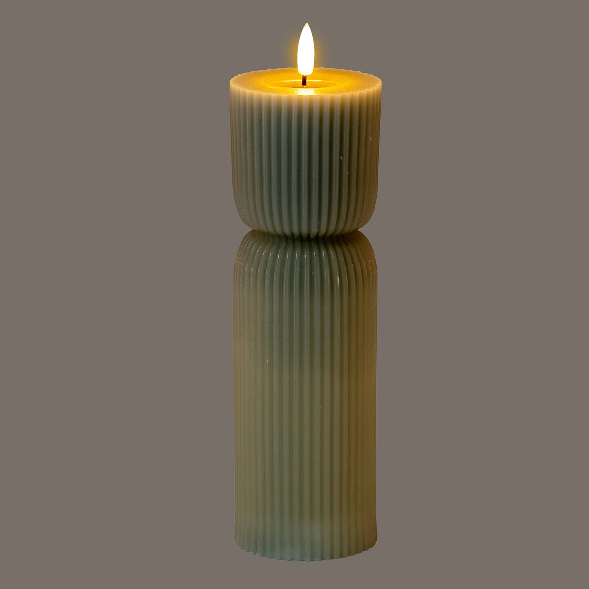 Luxe Collection Natural Glow 2.75X10 Grey Carved Led Candle