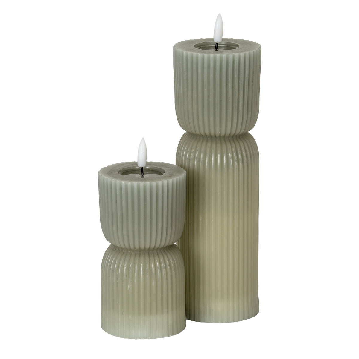 Luxe Collection Natural Glow 2.75X10 Grey Carved Led Candle