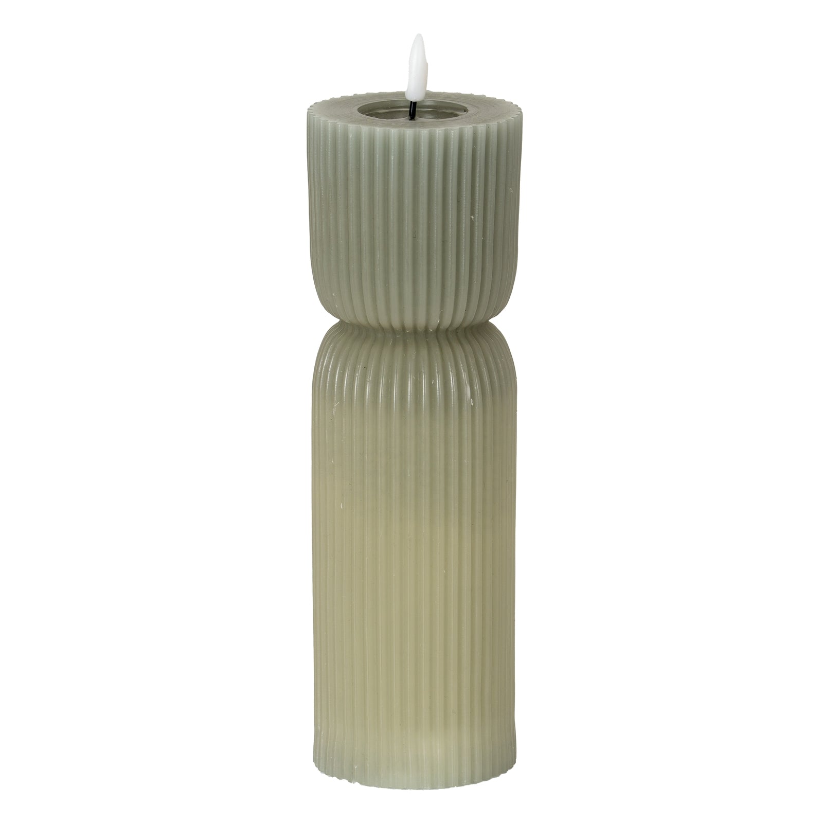 Luxe Collection Natural Glow 2.75X10 Grey Carved Led Candle