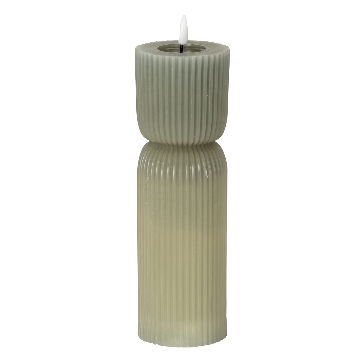 Luxe Collection Natural Glow 2.75X10 Grey Carved Led Candle