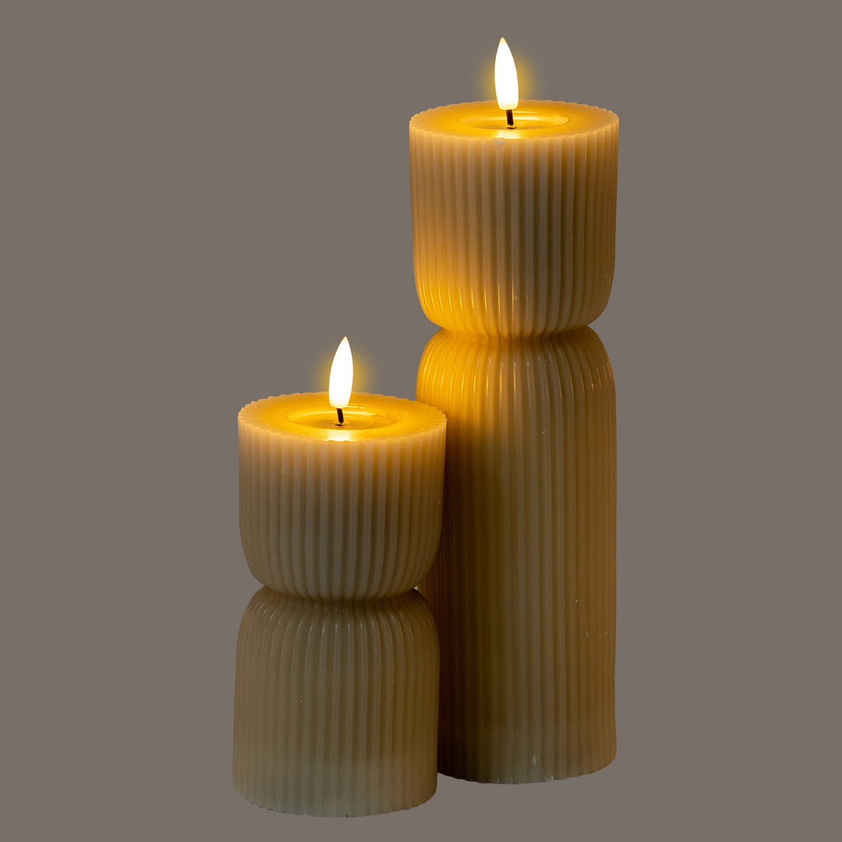 Luxe Collection Natural Glow 2.75X10 Stone Carved Led Candle