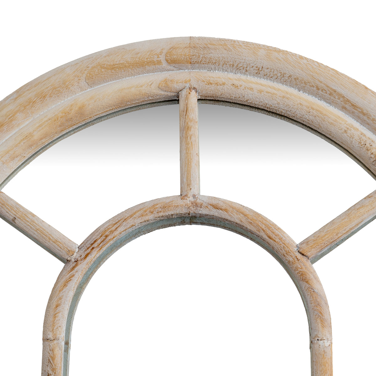Washed Wood Arched Window Mirror