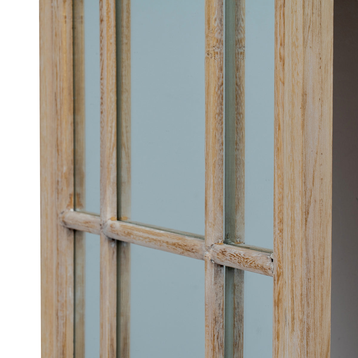 Washed Wood Arched Window Mirror