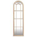 Washed Wood Tall Arched Window Mirror - Brown
