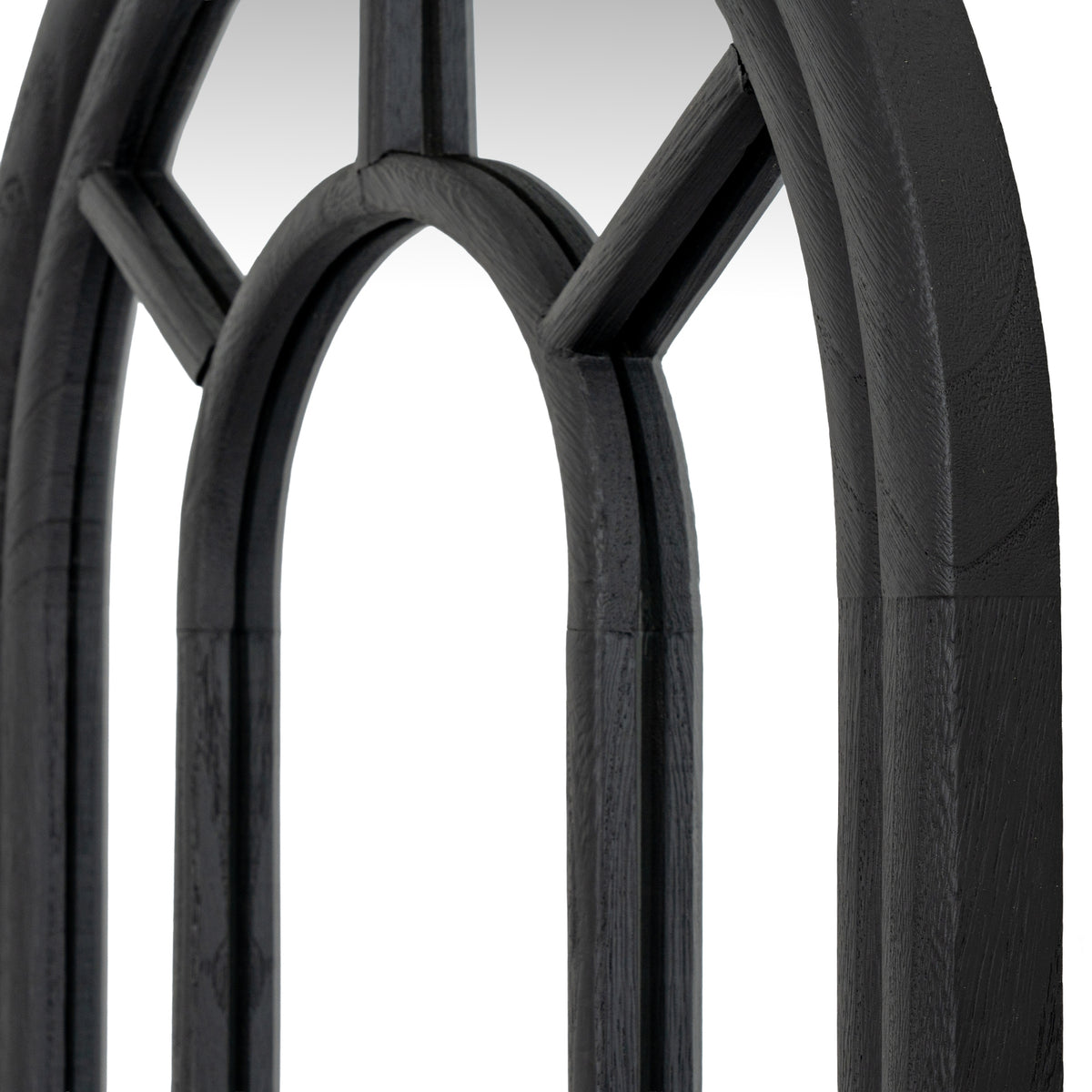 Black Wood Arched Window Mirror