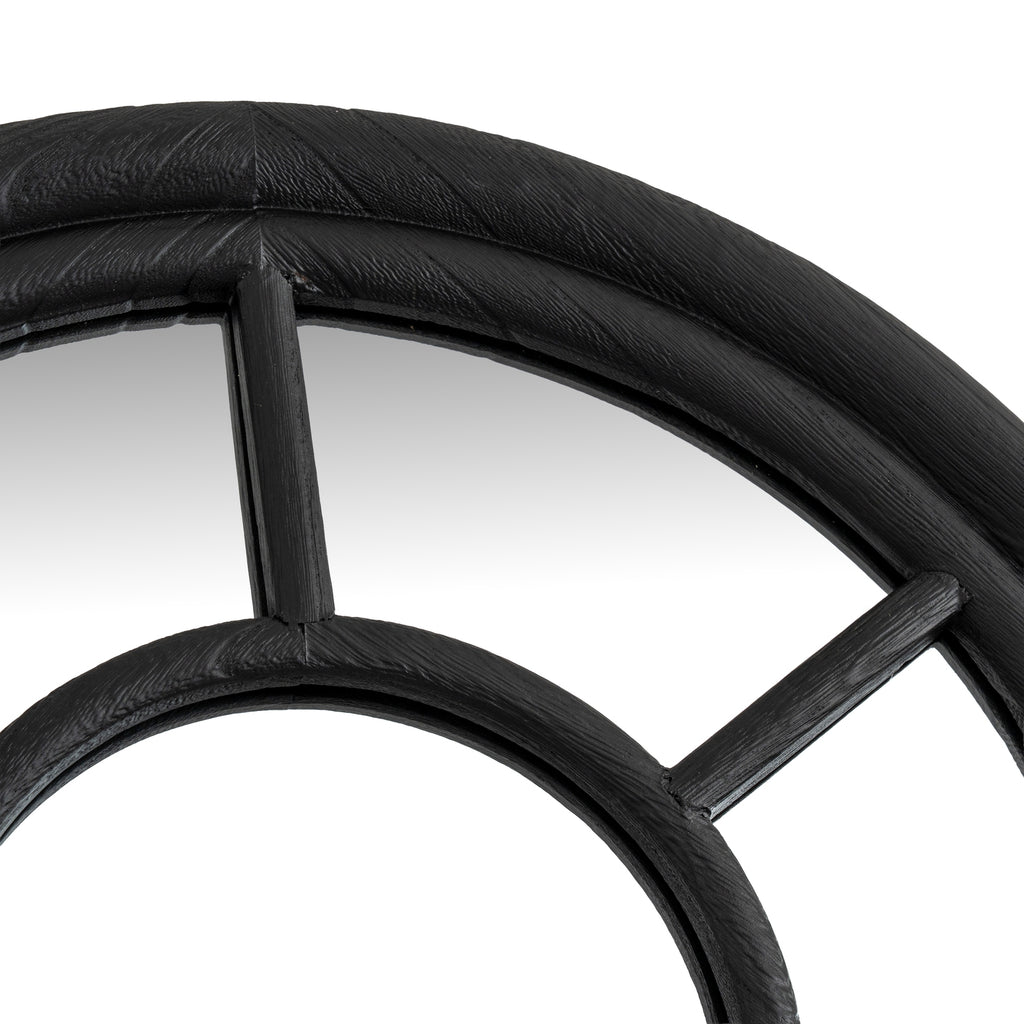 Black Wood Arched Window Mirror