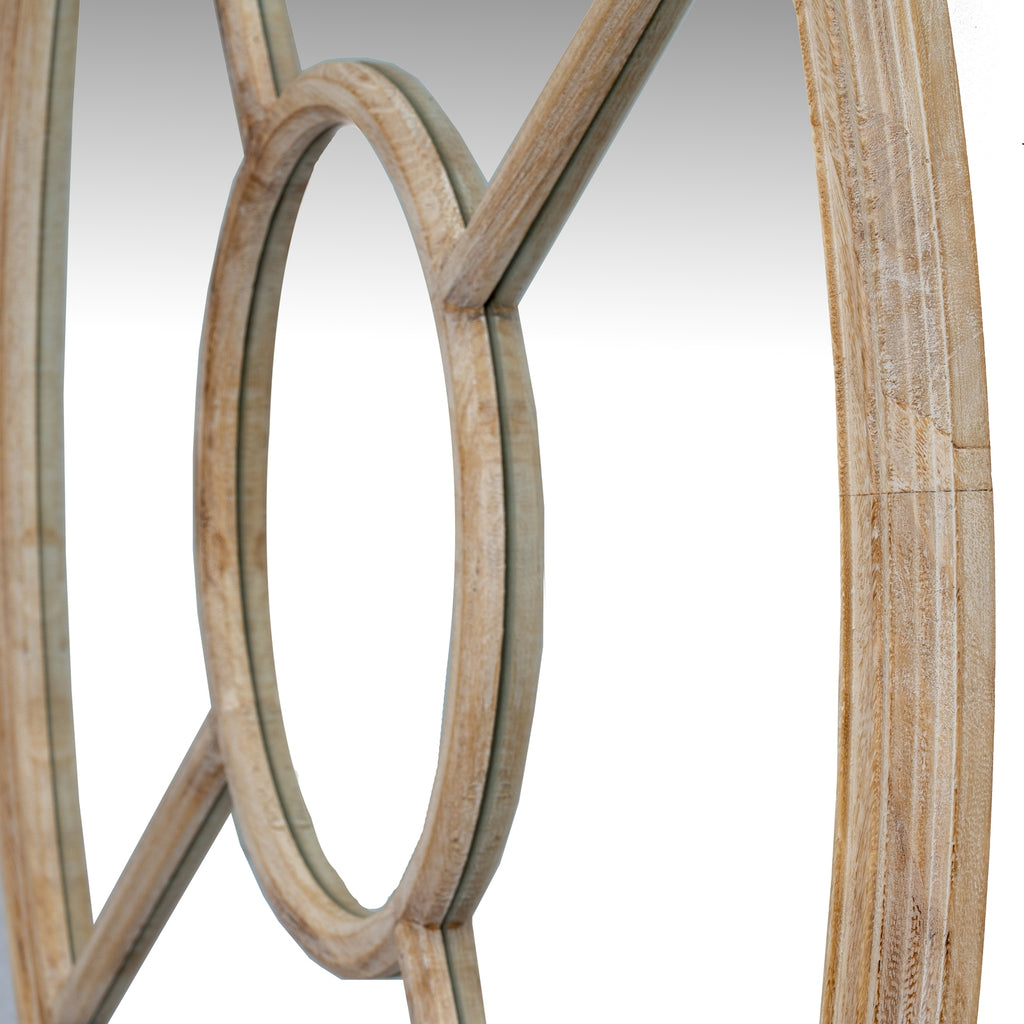 Washed Wood Round Window Mirror - Brown