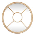 Washed Wood Round Window Mirror - Brown