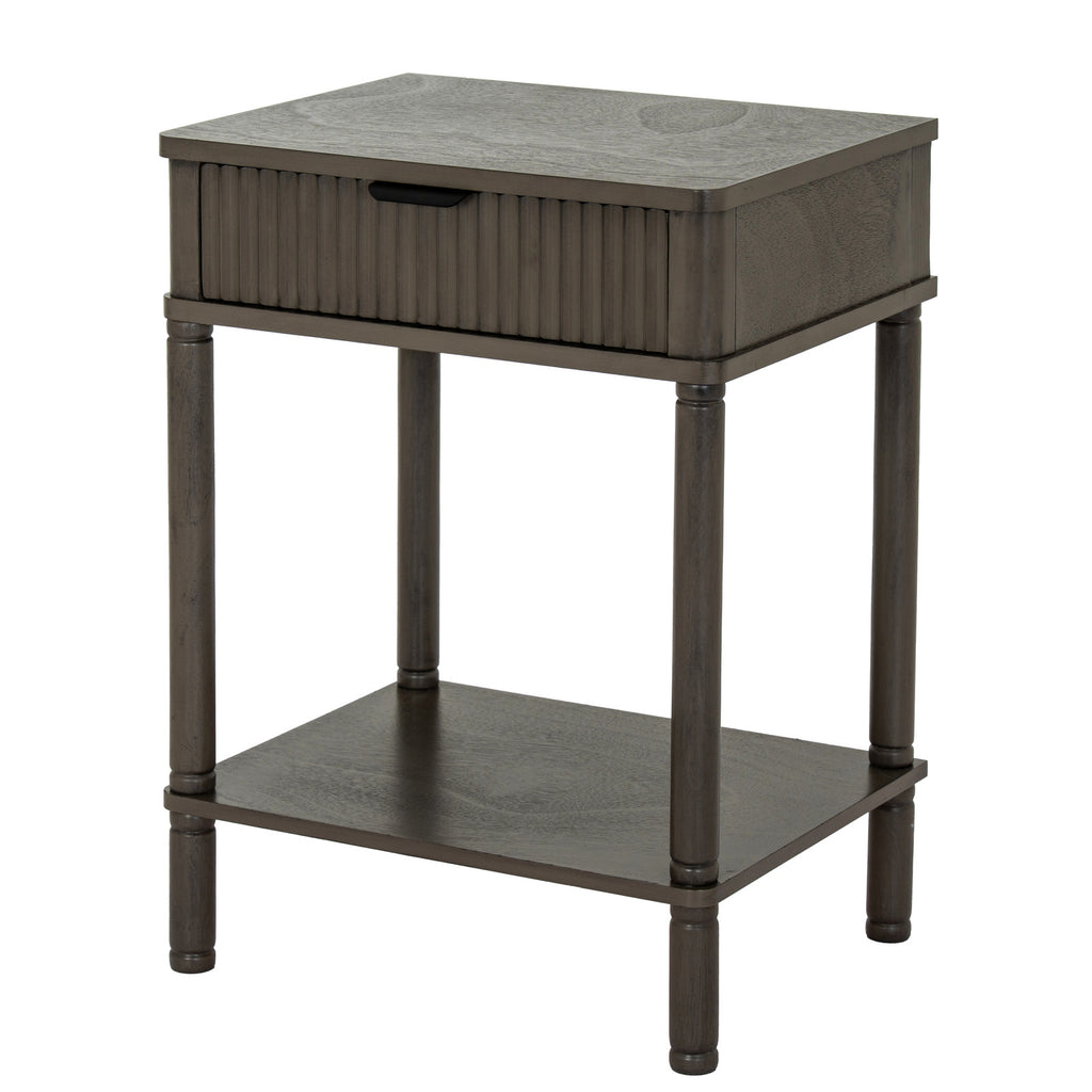 Reed Collection 1 Drawer Side Table - Grey