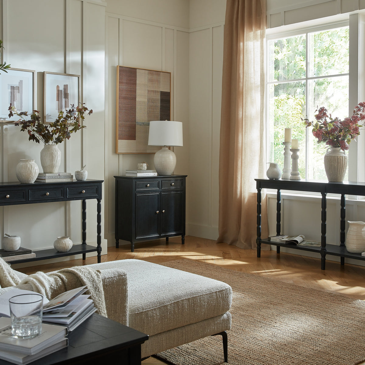 Contour Collection 2 Drawer 2 Door Sideboard - Black