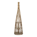 Medium Conical Wicker Lantern with Glass Holder & Led Lights