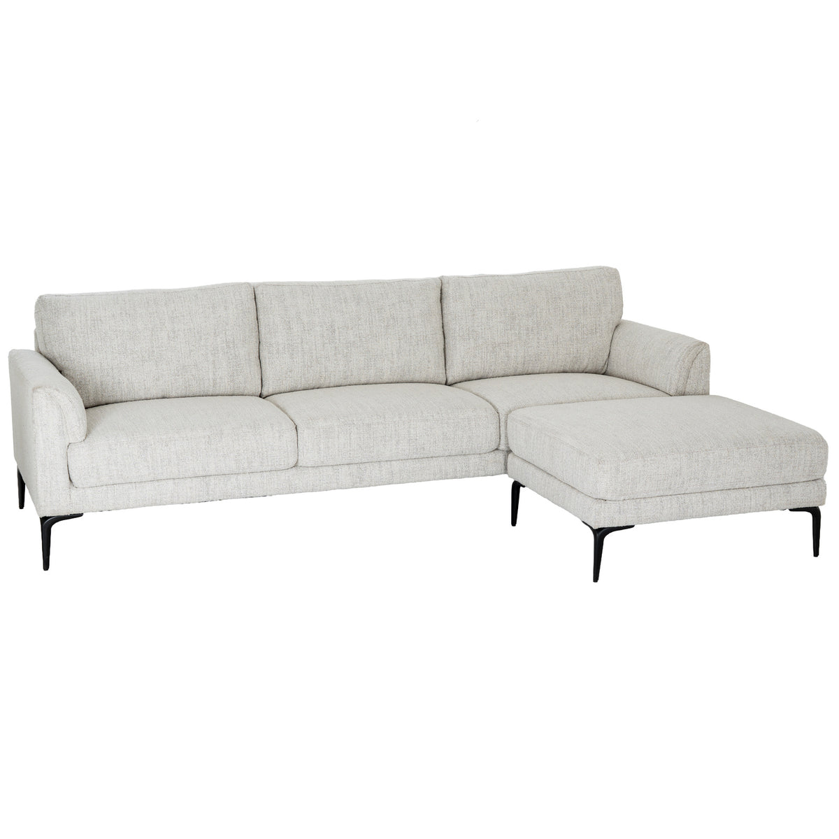 Zephra Three Seater Sofa with Footstool - White