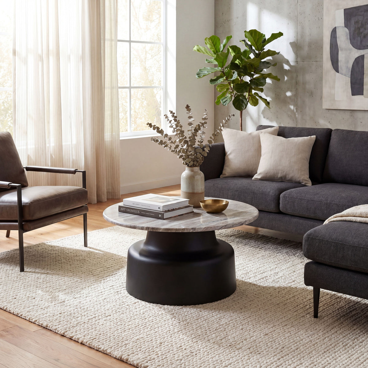 Oura Round Coffee Table - Black