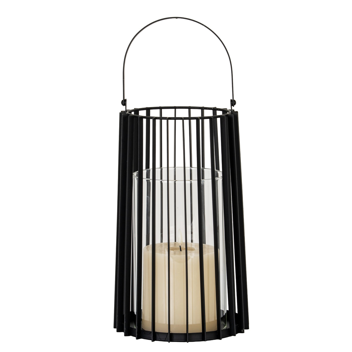 Lynk Large Lantern with Handle and Glass Candle Holder, alternative view