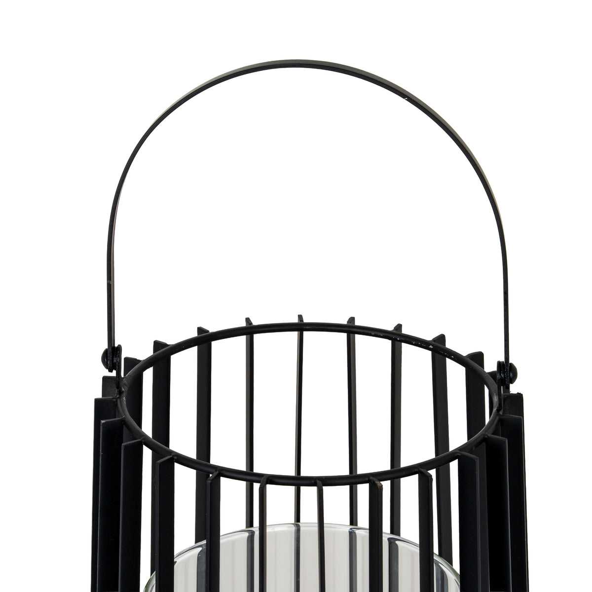 Lynk Large Lantern with Handle and Glass Candle Holder, close-up