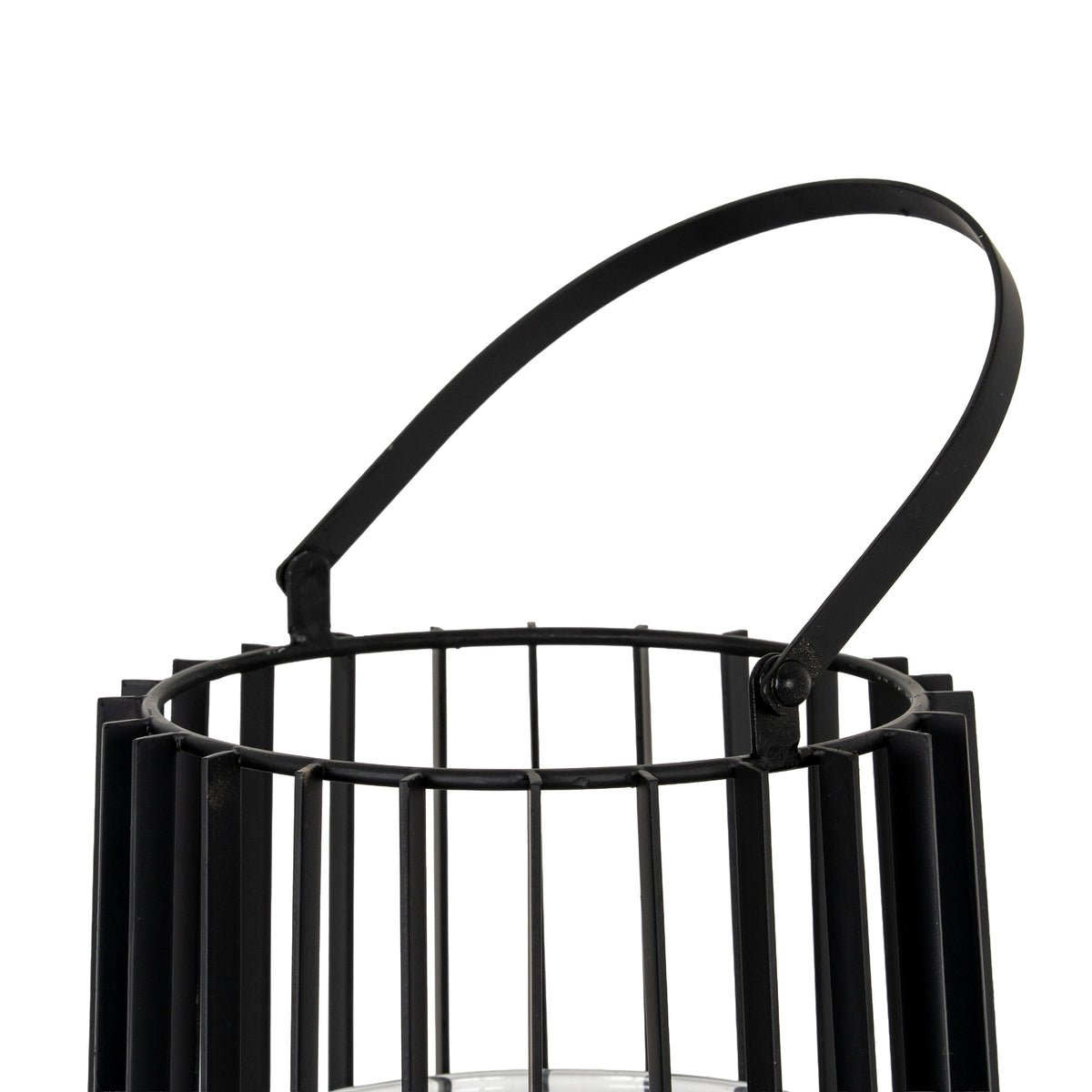 Lynk Large Lantern with Handle and Glass Candle Holder, detail