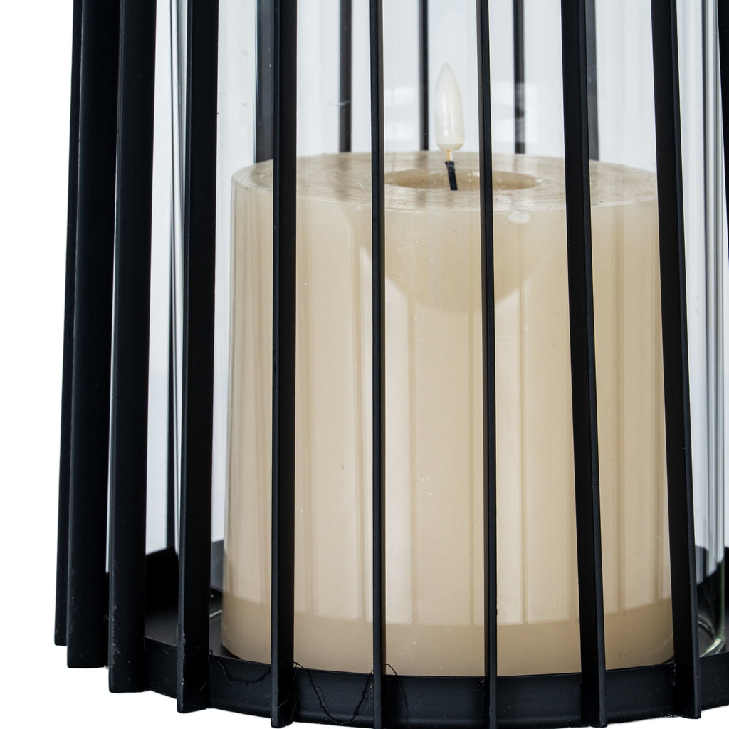 Lynk Large Lantern with Handle and Glass Candle Holder, detail