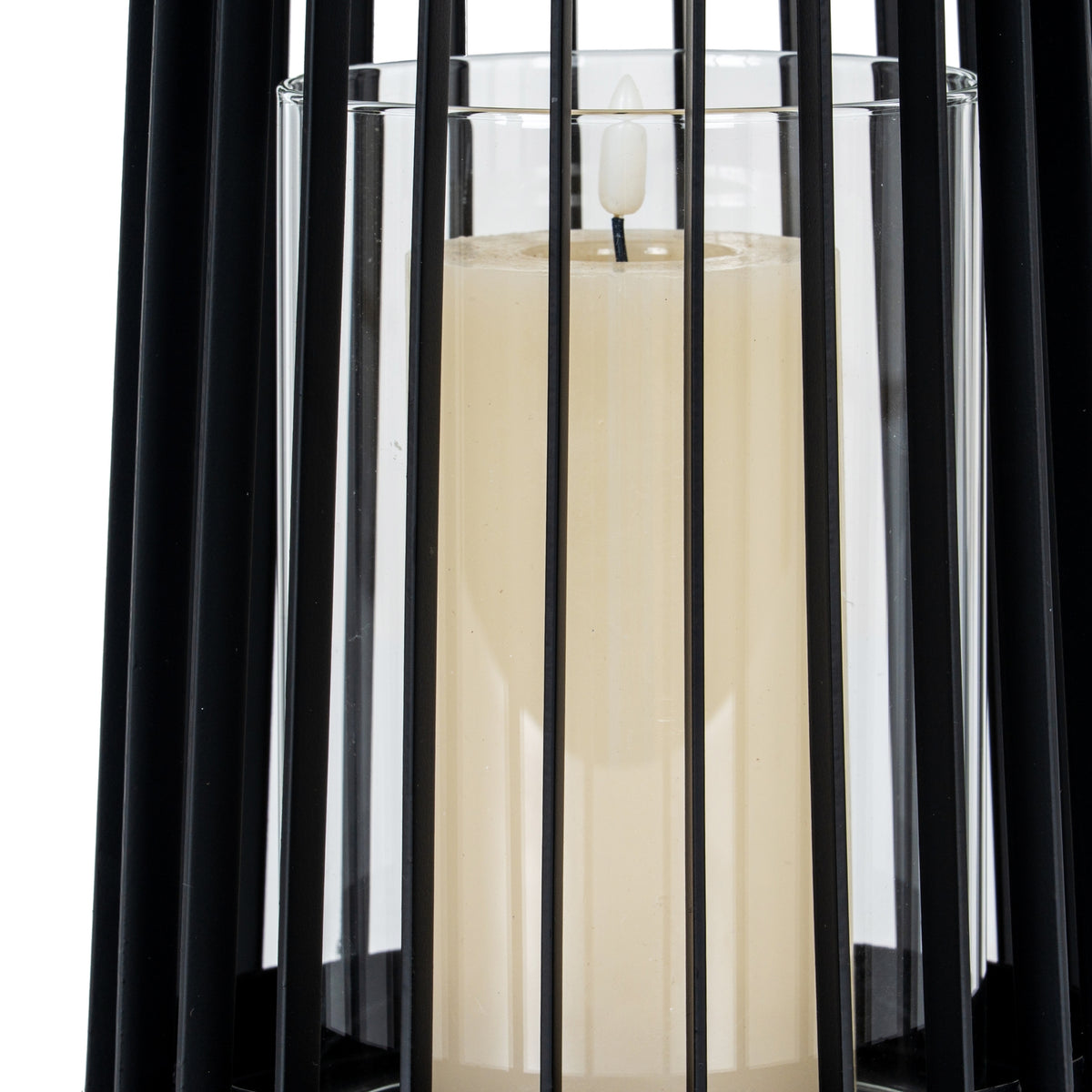Lynk Medium Lantern with Handle and Glass Candle Holder, detail