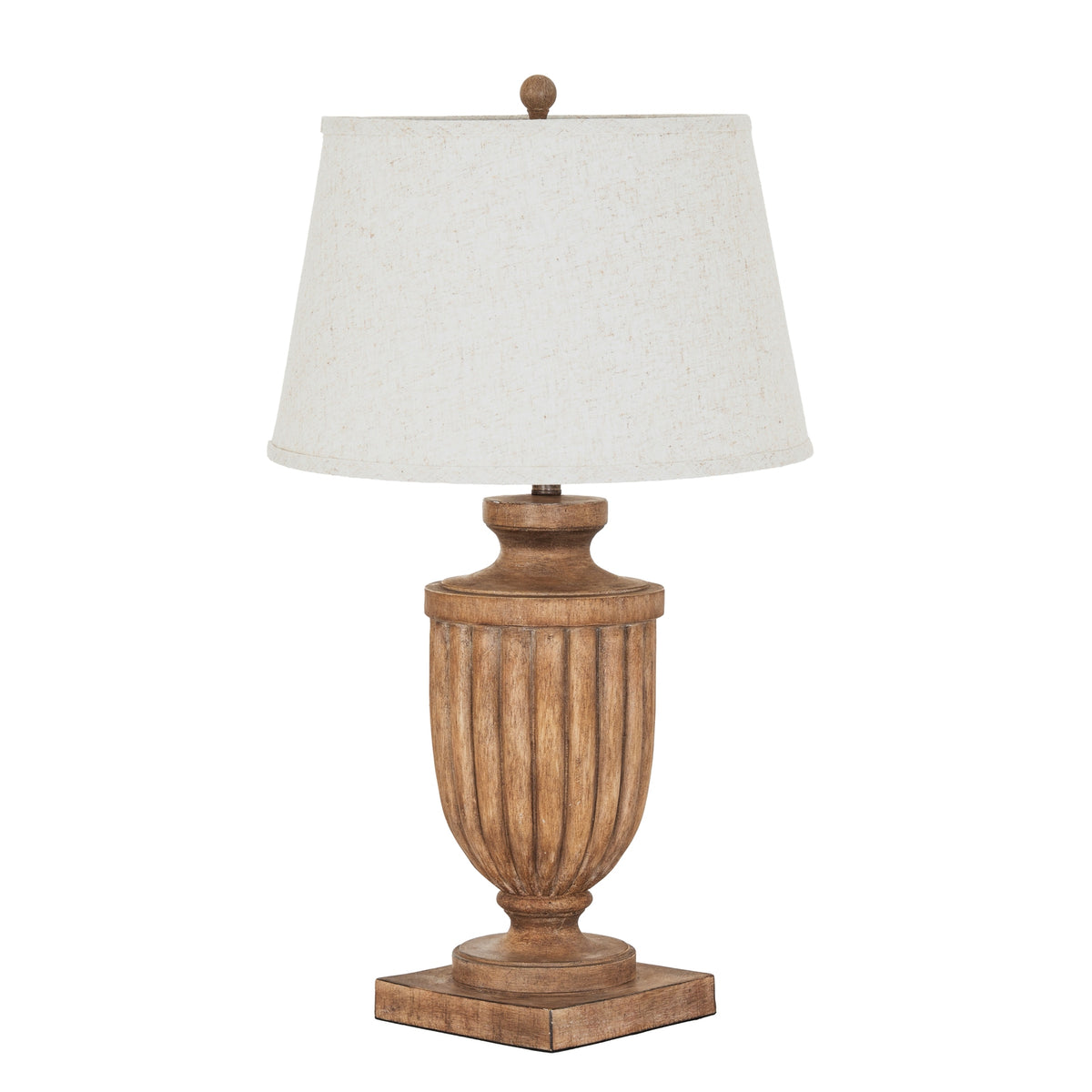 Tassora Table Lamp with Edged Linen Shade - Brown