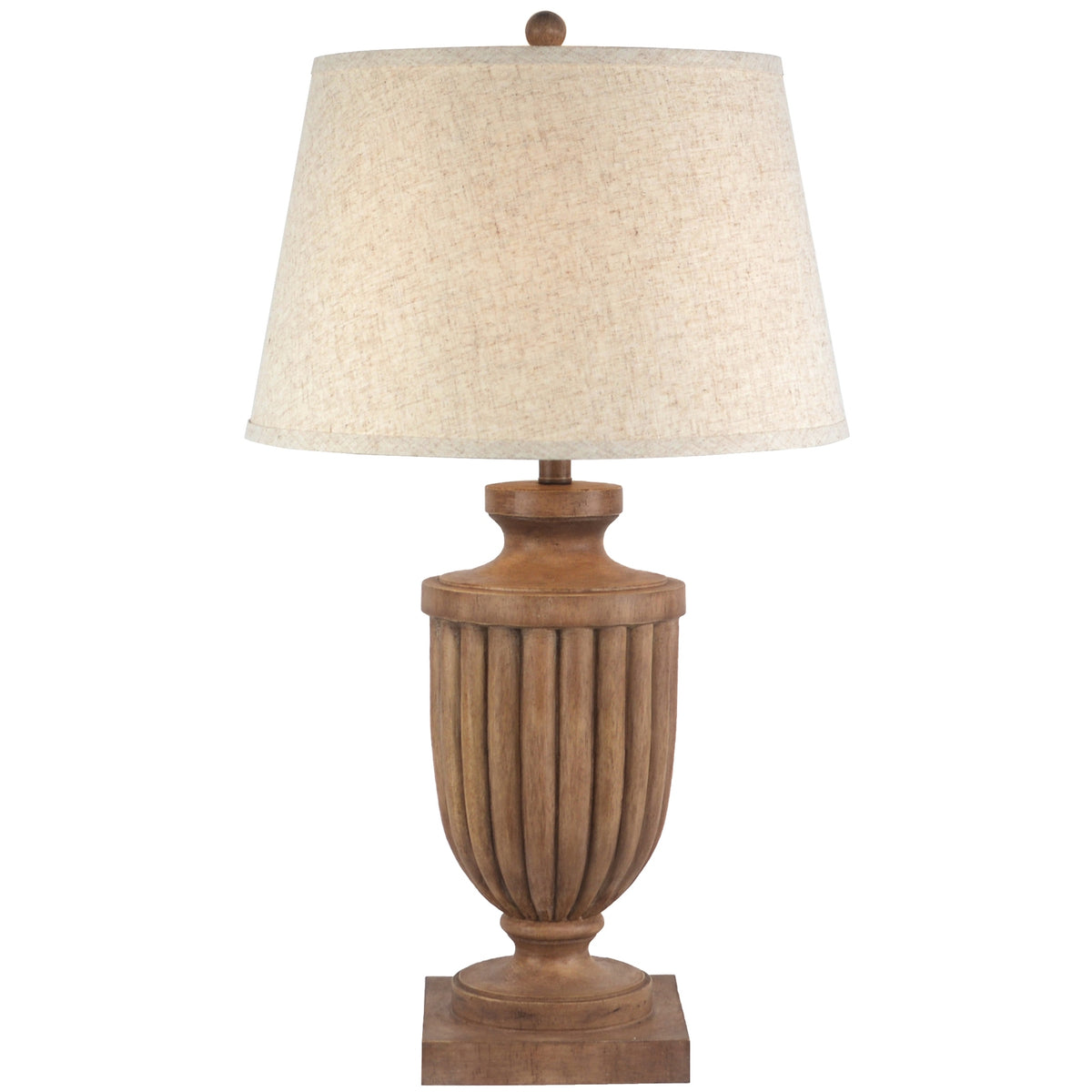 Tassora Table Lamp with Edged Linen Shade - Brown