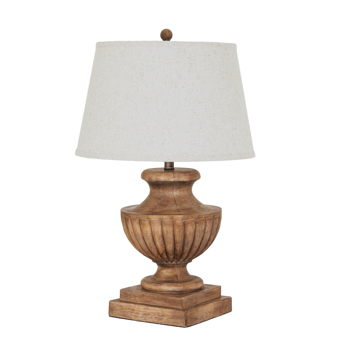 Marbelle Table Lamp with Edged Linen Shade - Brown