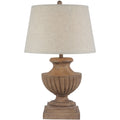 Marbelle Table Lamp with Edged Linen Shade - Brown
