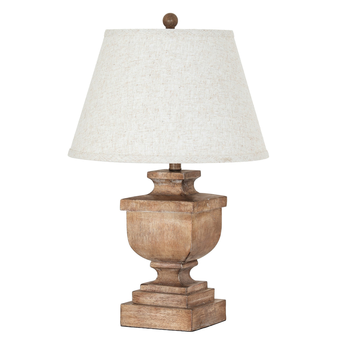 Ravelle Table Lamp with Edged Linen Shade - Brown