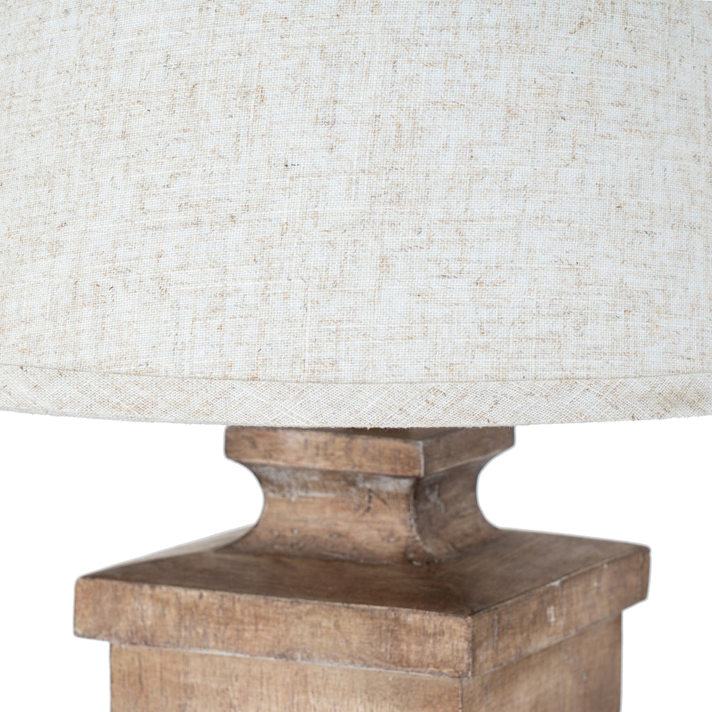 Ravelle Table Lamp with Edged Linen Shade - Brown