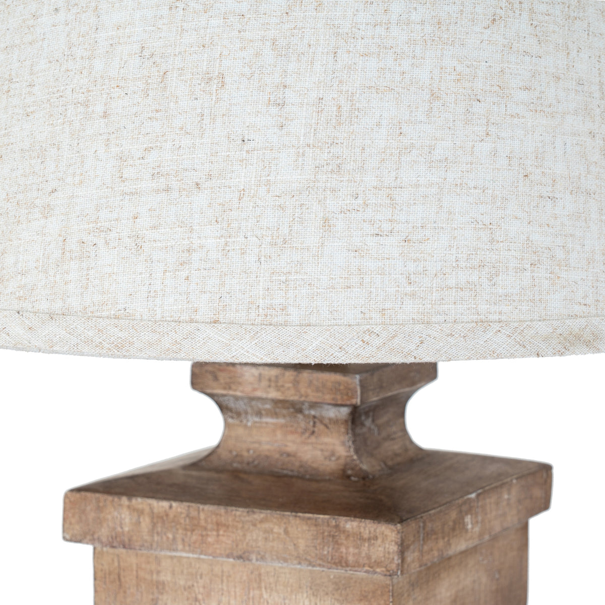 Ravelle Table Lamp with Edged Linen Shade - Brown