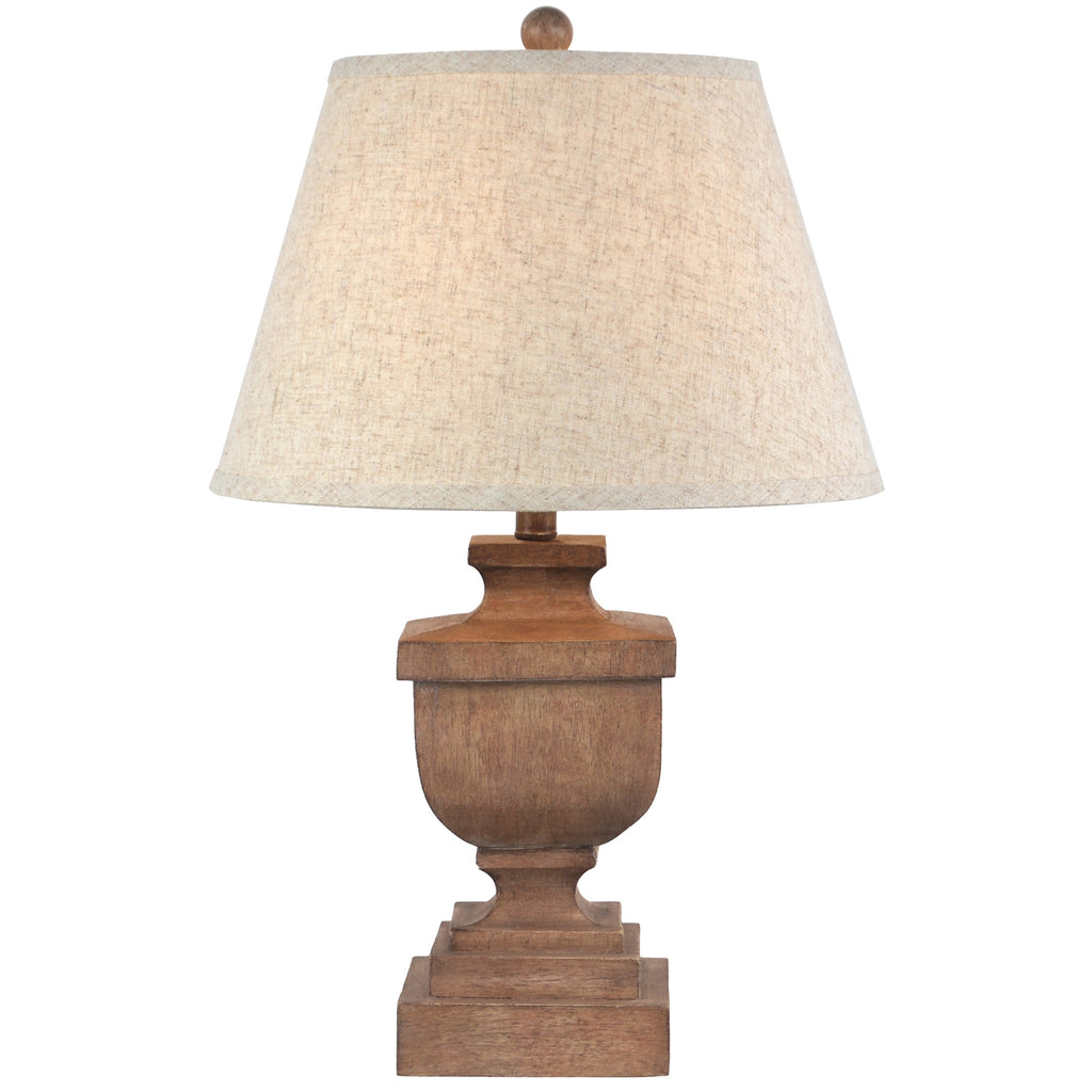 Ravelle Table Lamp with Edged Linen Shade - Brown