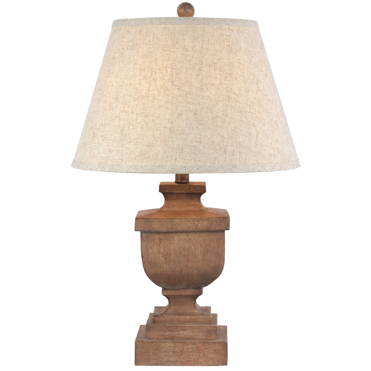 Ravelle Table Lamp with Edged Linen Shade - Brown