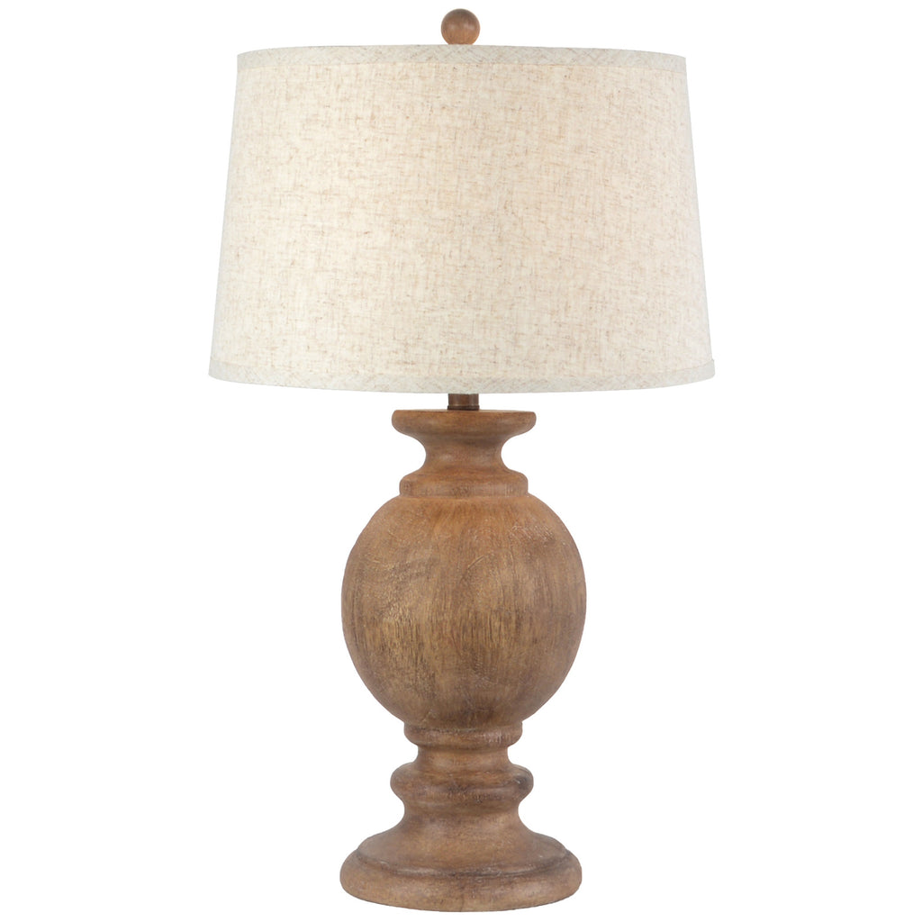 Clarion Table Lamp with Edged Linen Shade - Brown