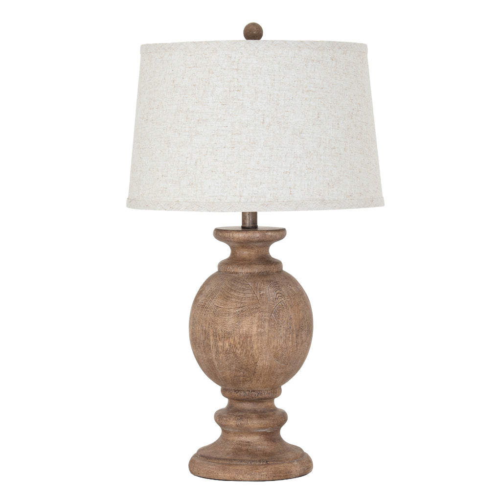 Clarion Table Lamp with Edged Linen Shade - Brown